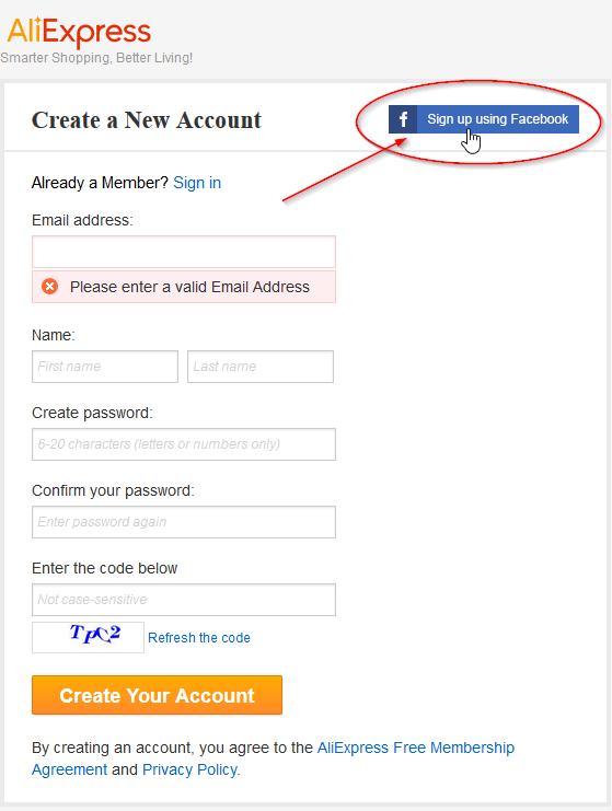 Regisztráció Facebookkal